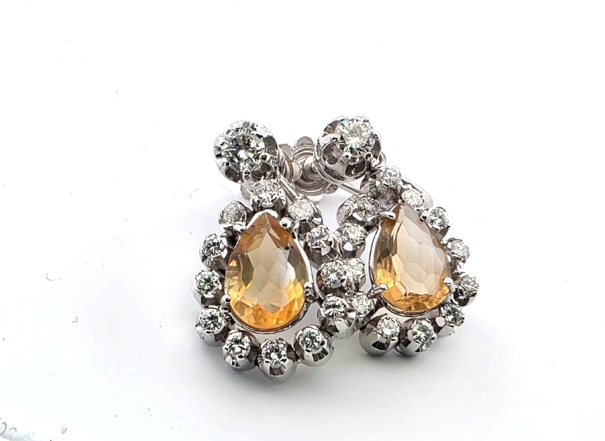 18kt White Gold 40/50' Earrings With Drop Citrus And Diamonds-photo-7
