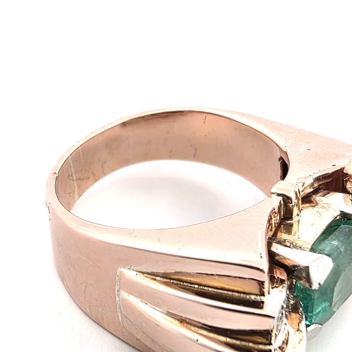 18kt Yellow Gold 90' Ring With Emerald Diamonds And Rubies-photo-3