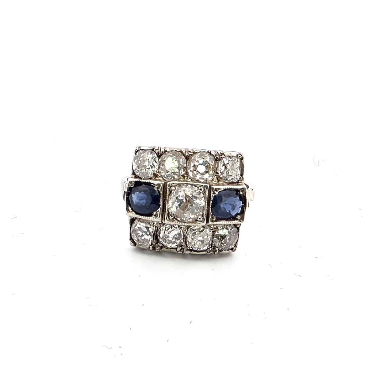 Bague en or blanc 18kt avec saphirs et diamants-photo-7