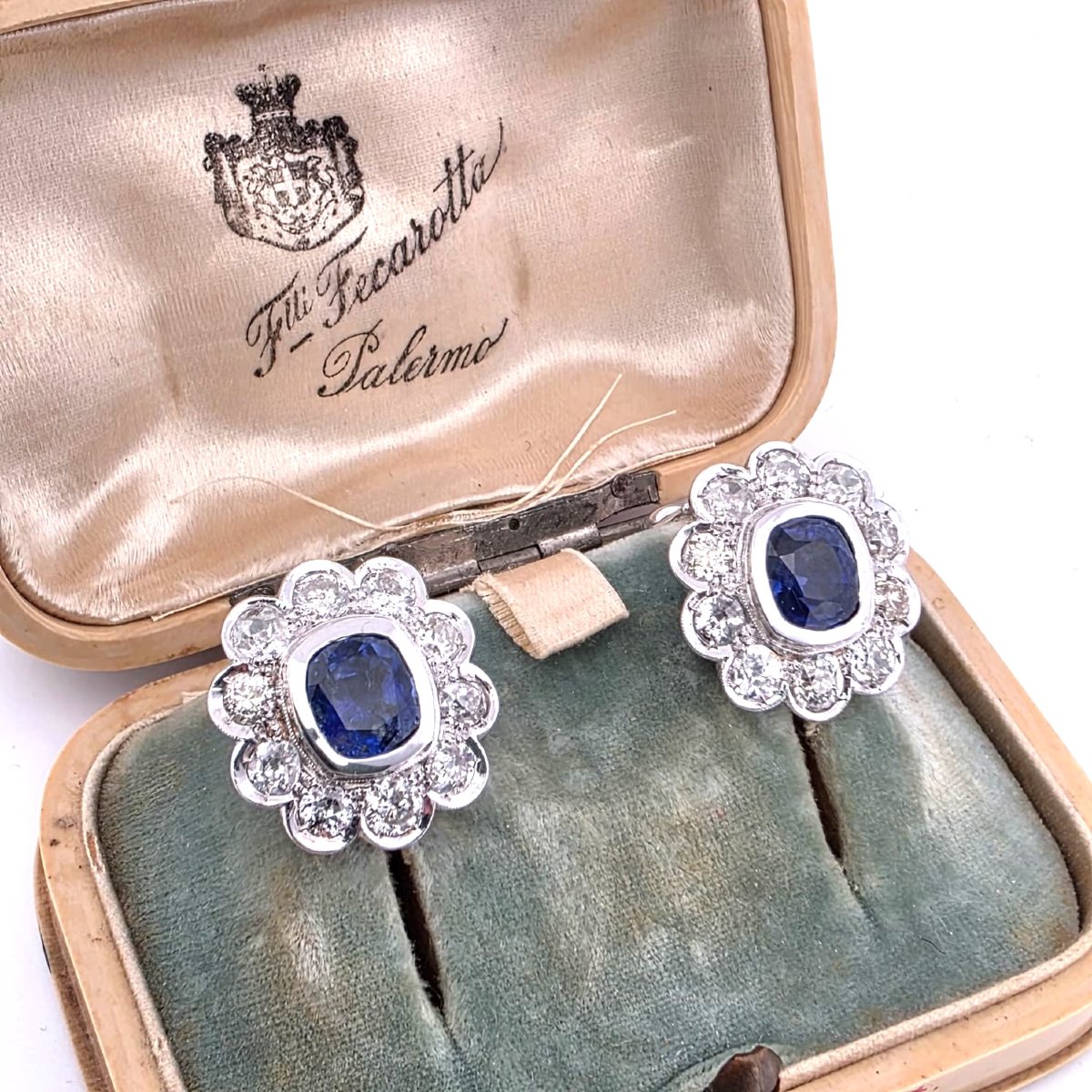 18-karat White Gold Earrings Featuring Large Burmese Sapphires And Old Mine Diamonds-photo-6