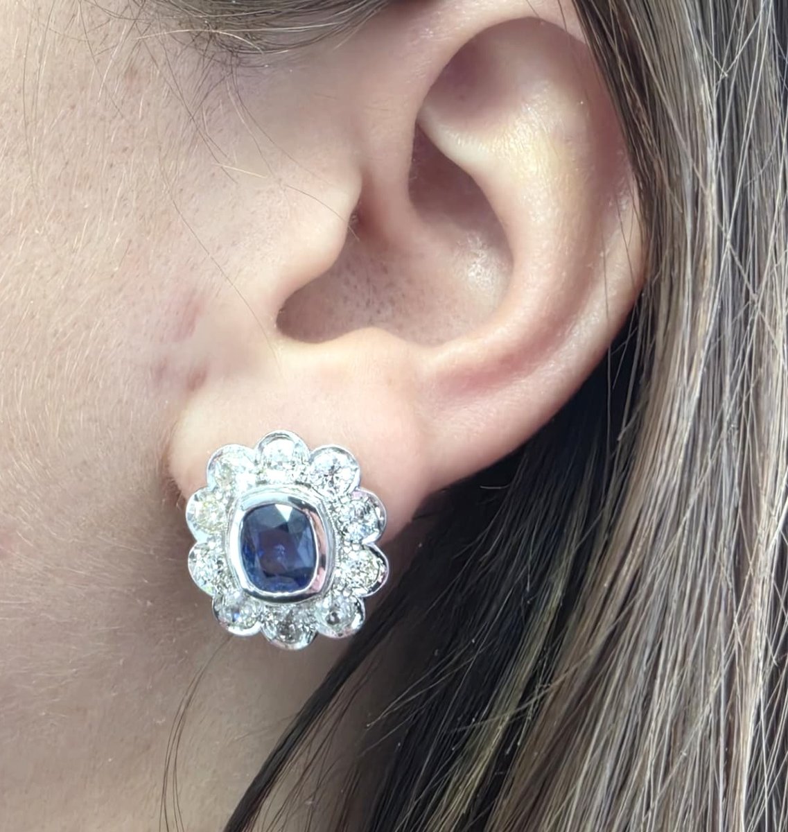 18-karat White Gold Earrings Featuring Large Burmese Sapphires And Old Mine Diamonds-photo-8