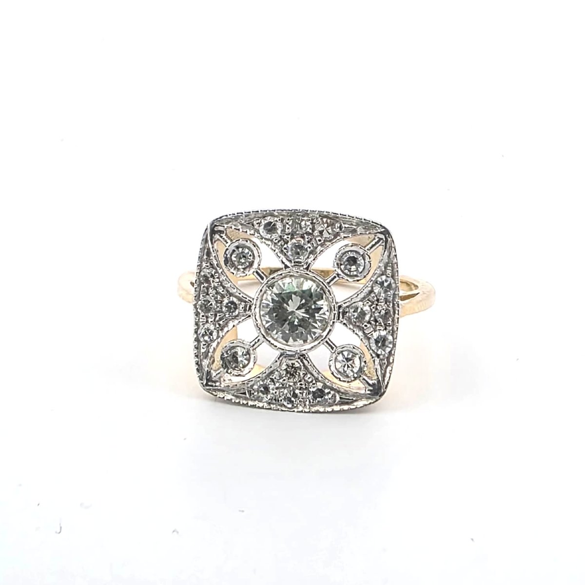 Bague en or blanc et jaune 18kt avec diamants-photo-4