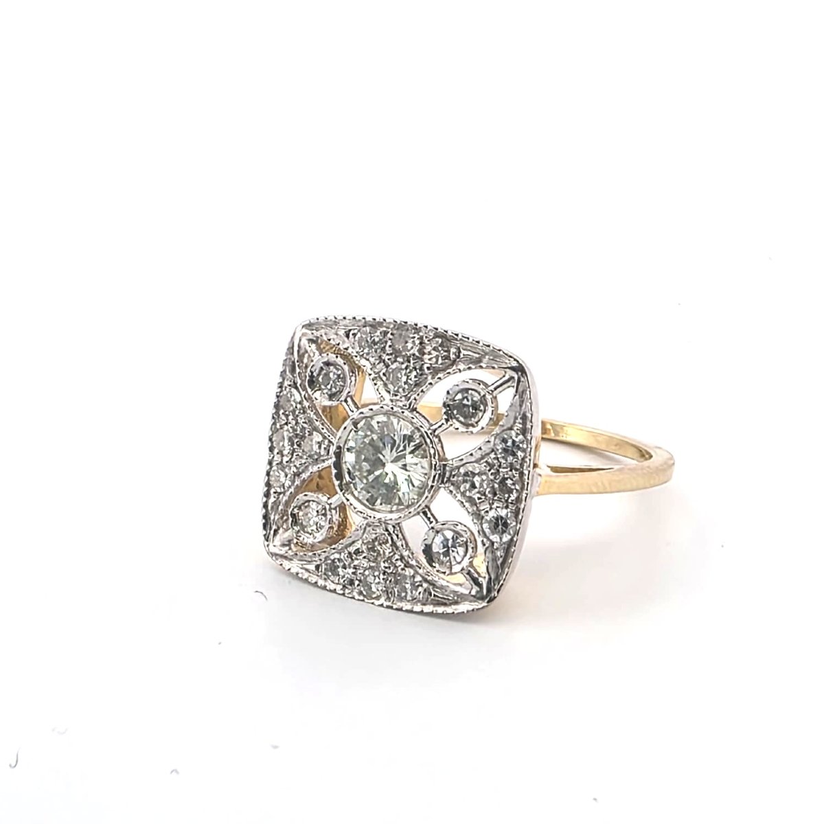 Bague en or blanc et jaune 18kt avec diamants-photo-4