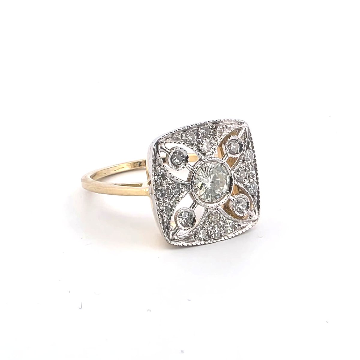 Bague en or blanc et jaune 18kt avec diamants-photo-5
