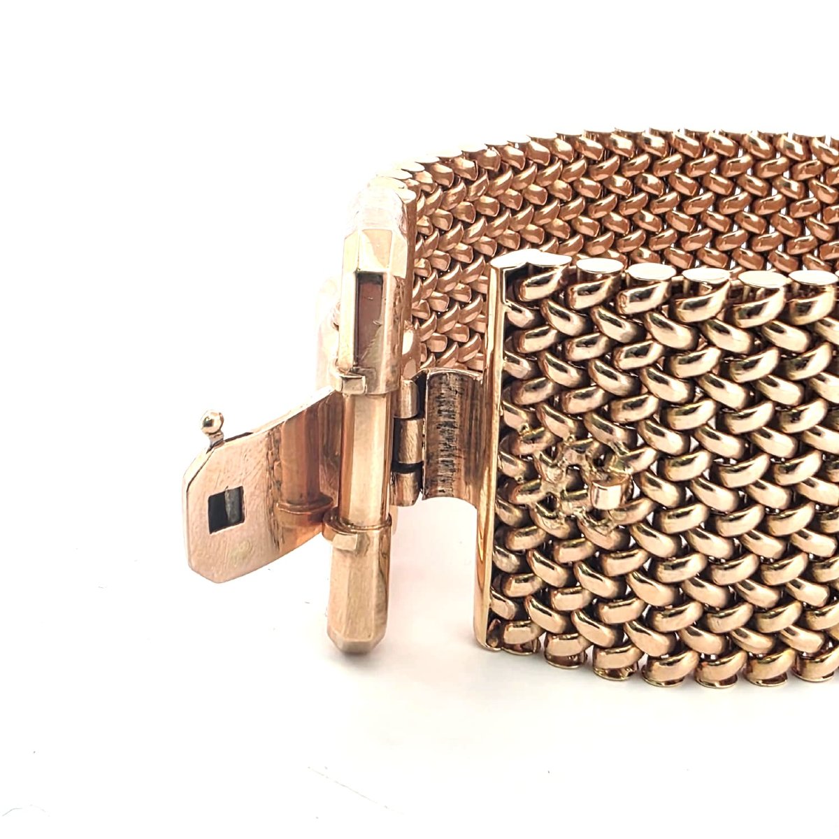 Bracelet rétro années 50' en or jaune 18kt massif-photo-2