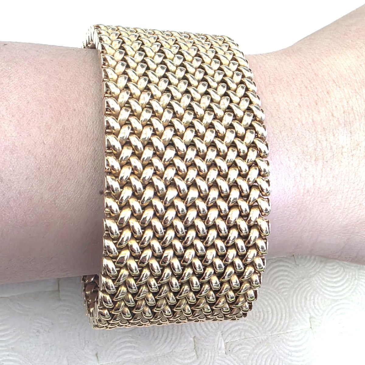 Bracelet rétro années 50' en or jaune 18kt massif-photo-1