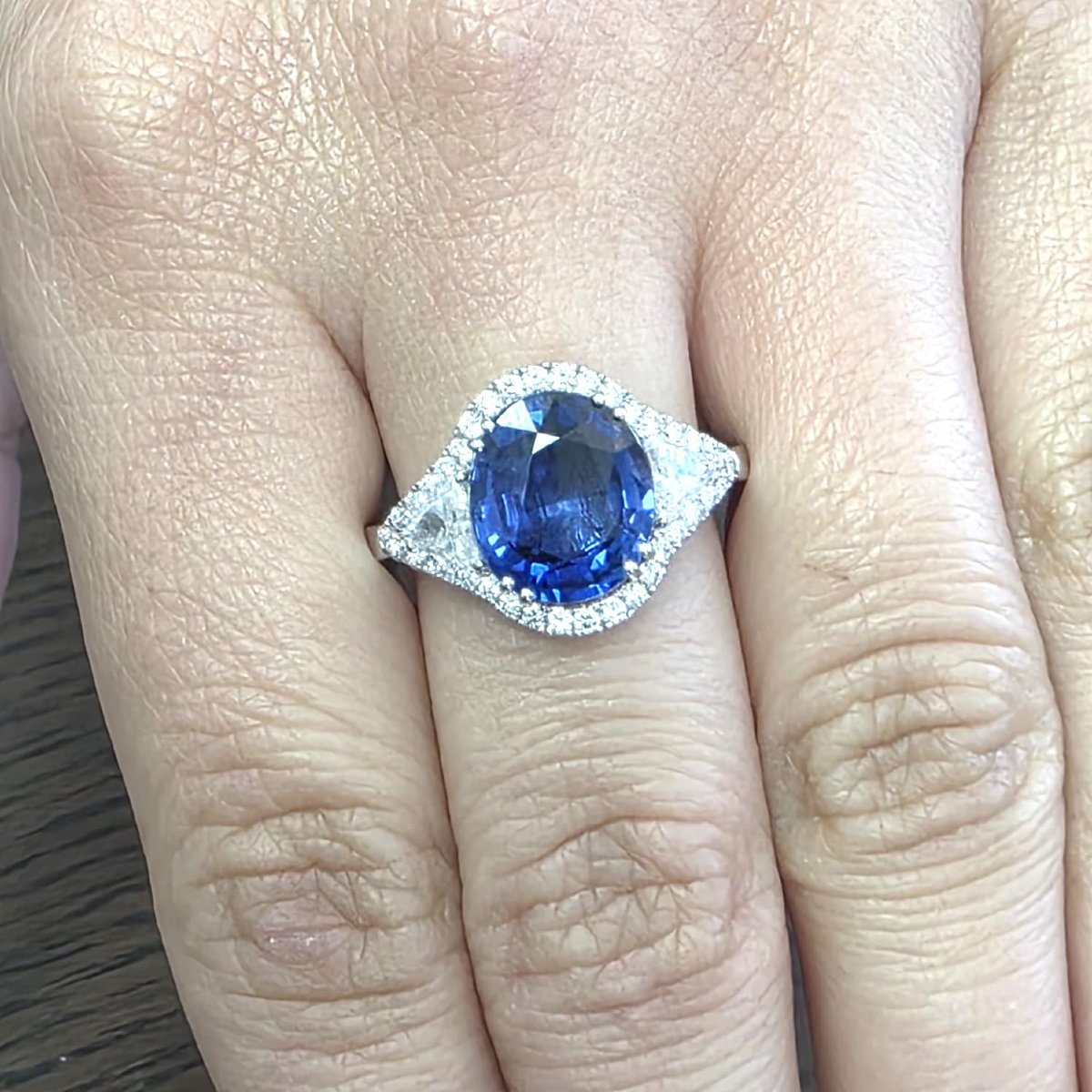 Bague en platine avec saphir et diamants-photo-3
