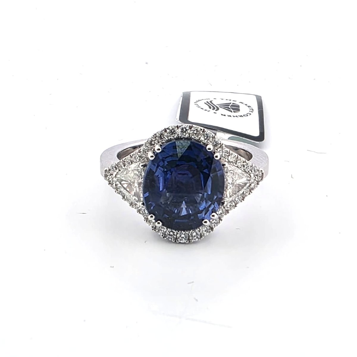 Bague en platine avec saphir et diamants-photo-5