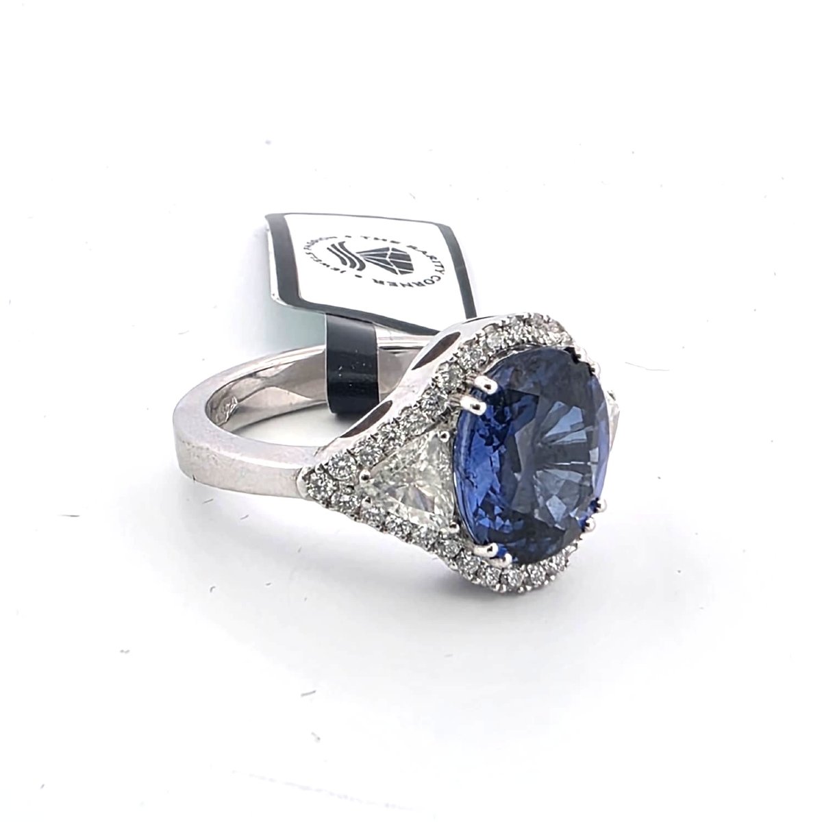 Bague en platine avec saphir et diamants-photo-6