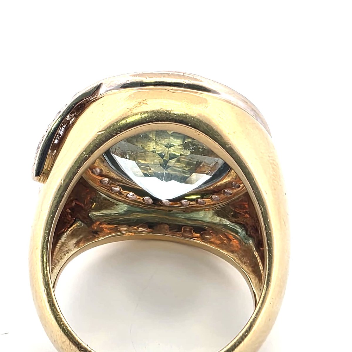 18k Yellow Gold Ring With Aquamarine And Diamonds Weight: 28.50 G Band Width: 27.00 Mm X -photo-3