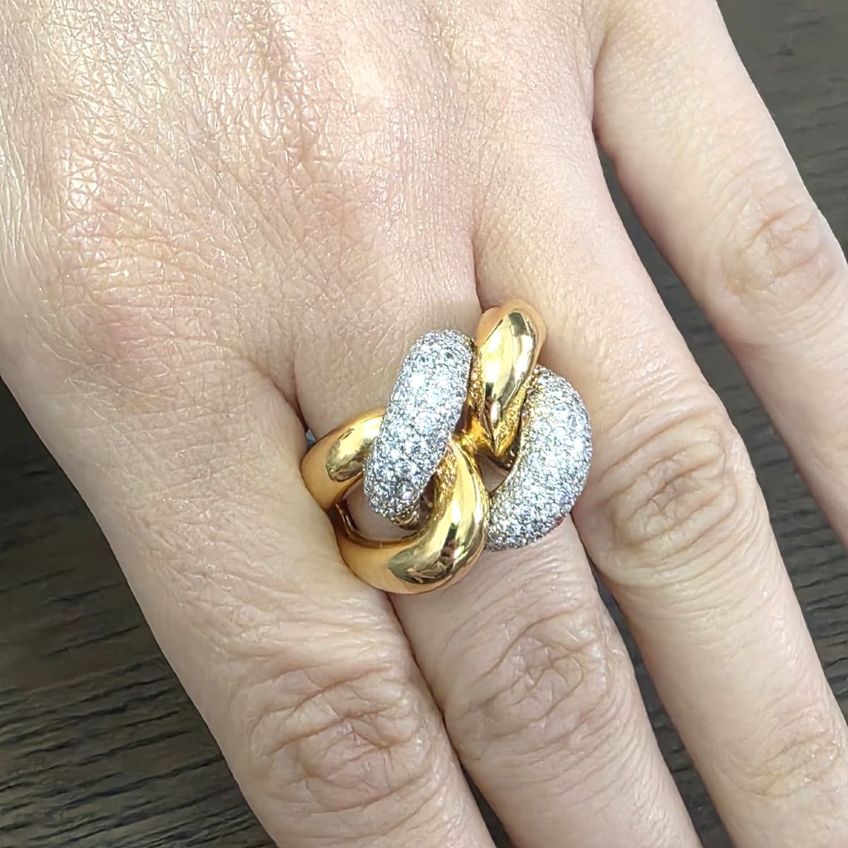 Soft-link Ring In 18k White And Yellow Gold-photo-2