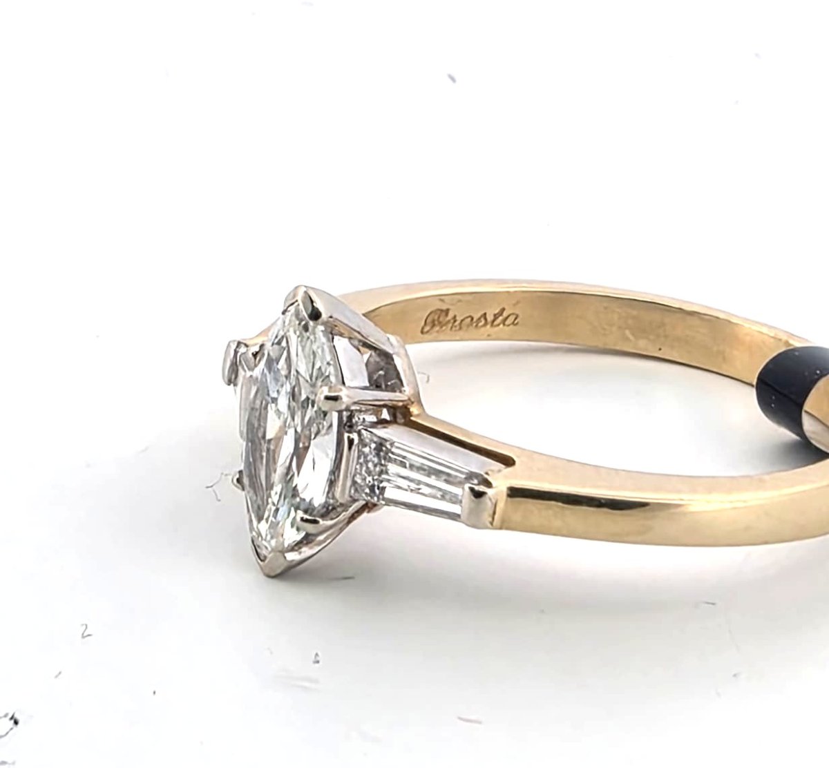 Bague en or jaune 18kt avec diamants-photo-1
