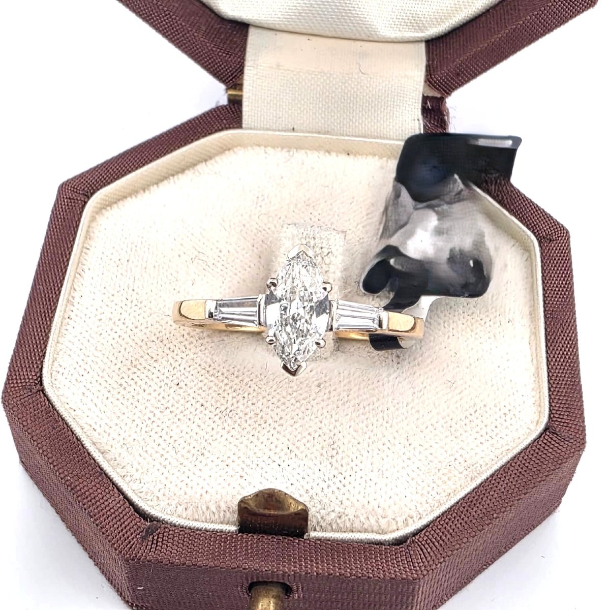 Bague en or jaune 18kt avec diamants-photo-3