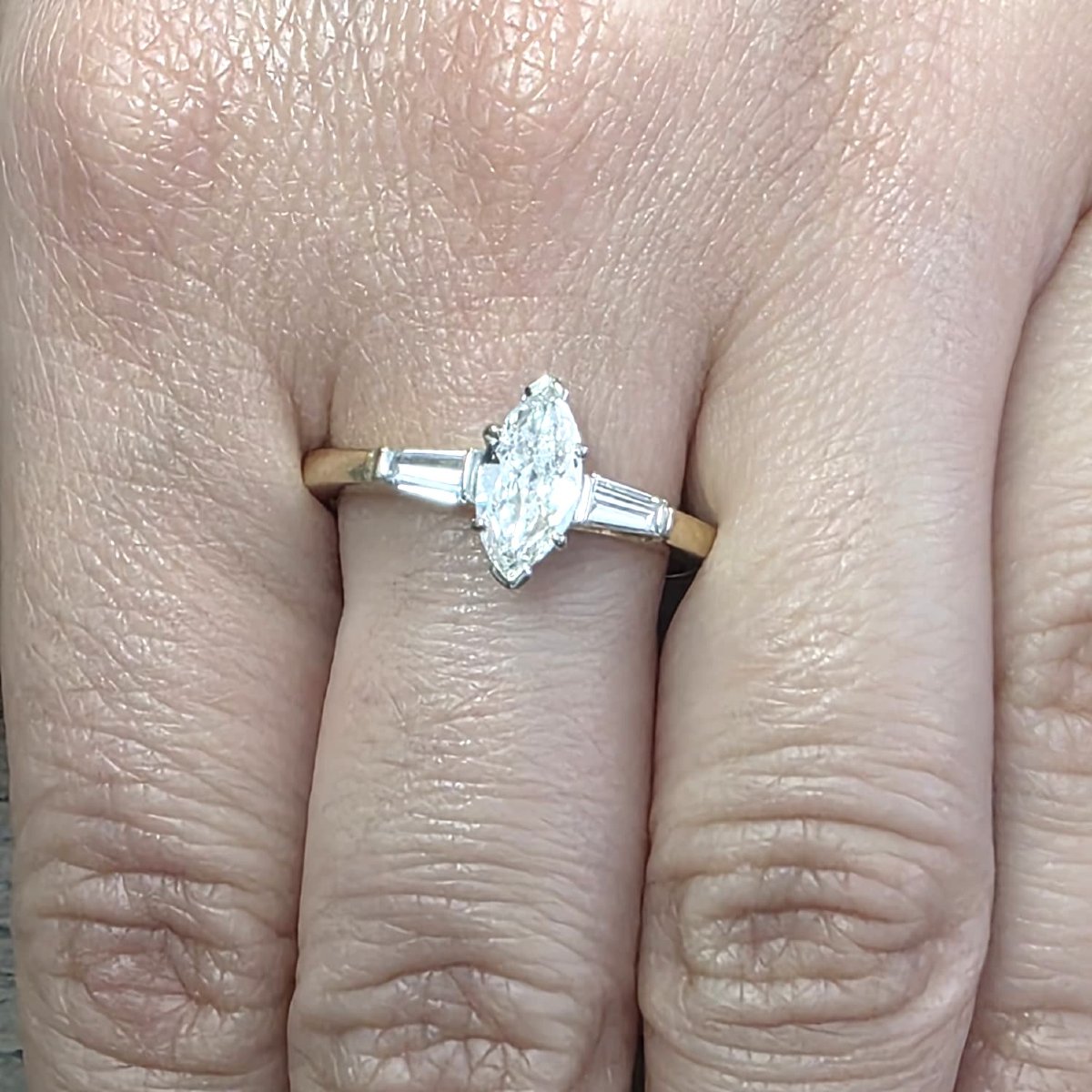 Bague en or jaune 18kt avec diamants-photo-6