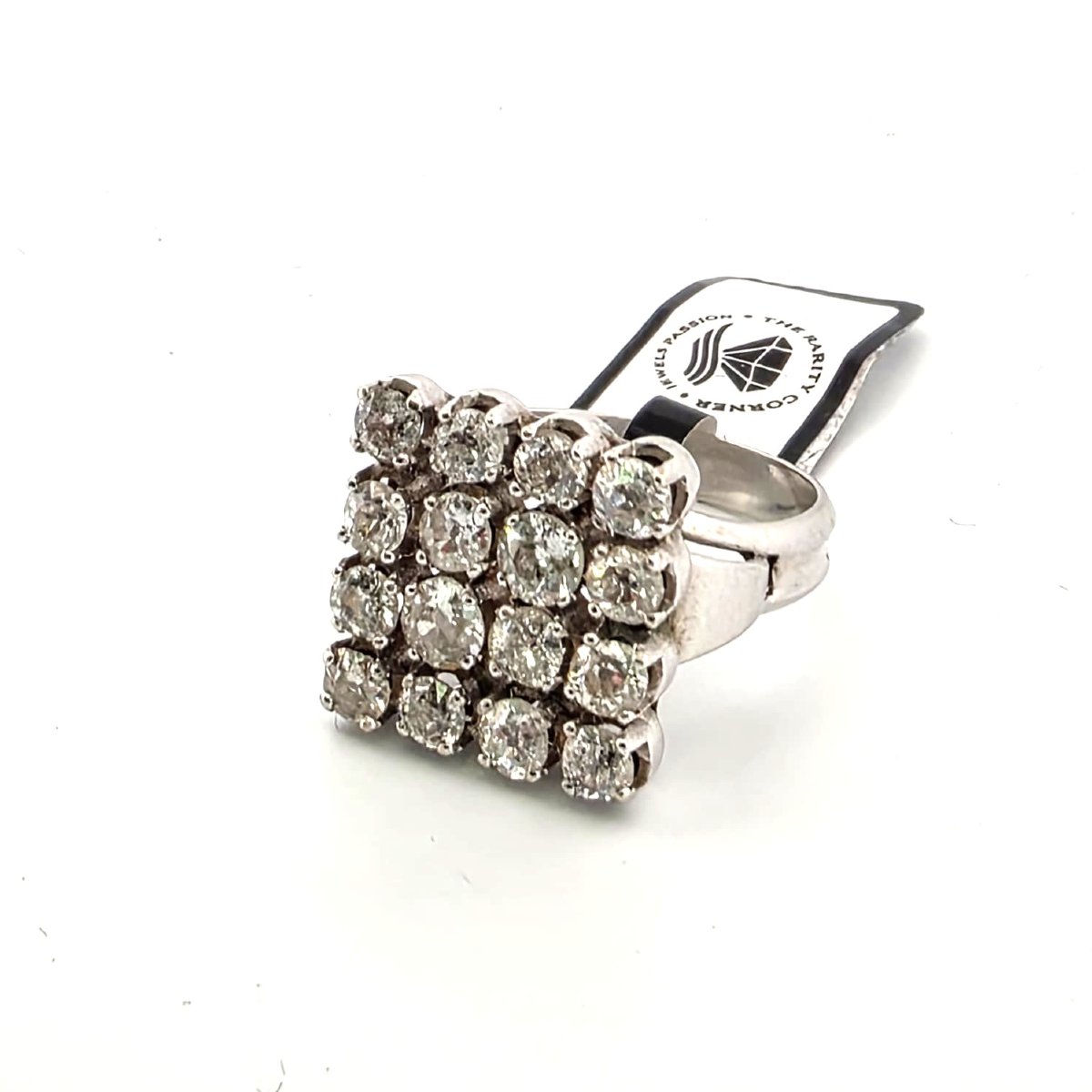 Vintage Checkerboard Ring In 18-karat White Gold And Diamonds-photo-2