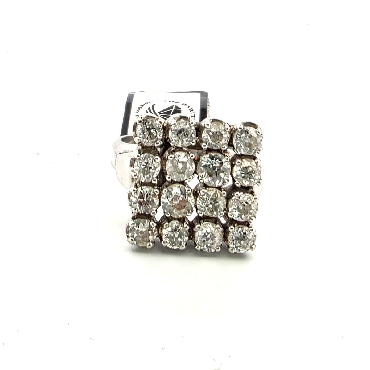 Vintage Checkerboard Ring In 18-karat White Gold And Diamonds-photo-4