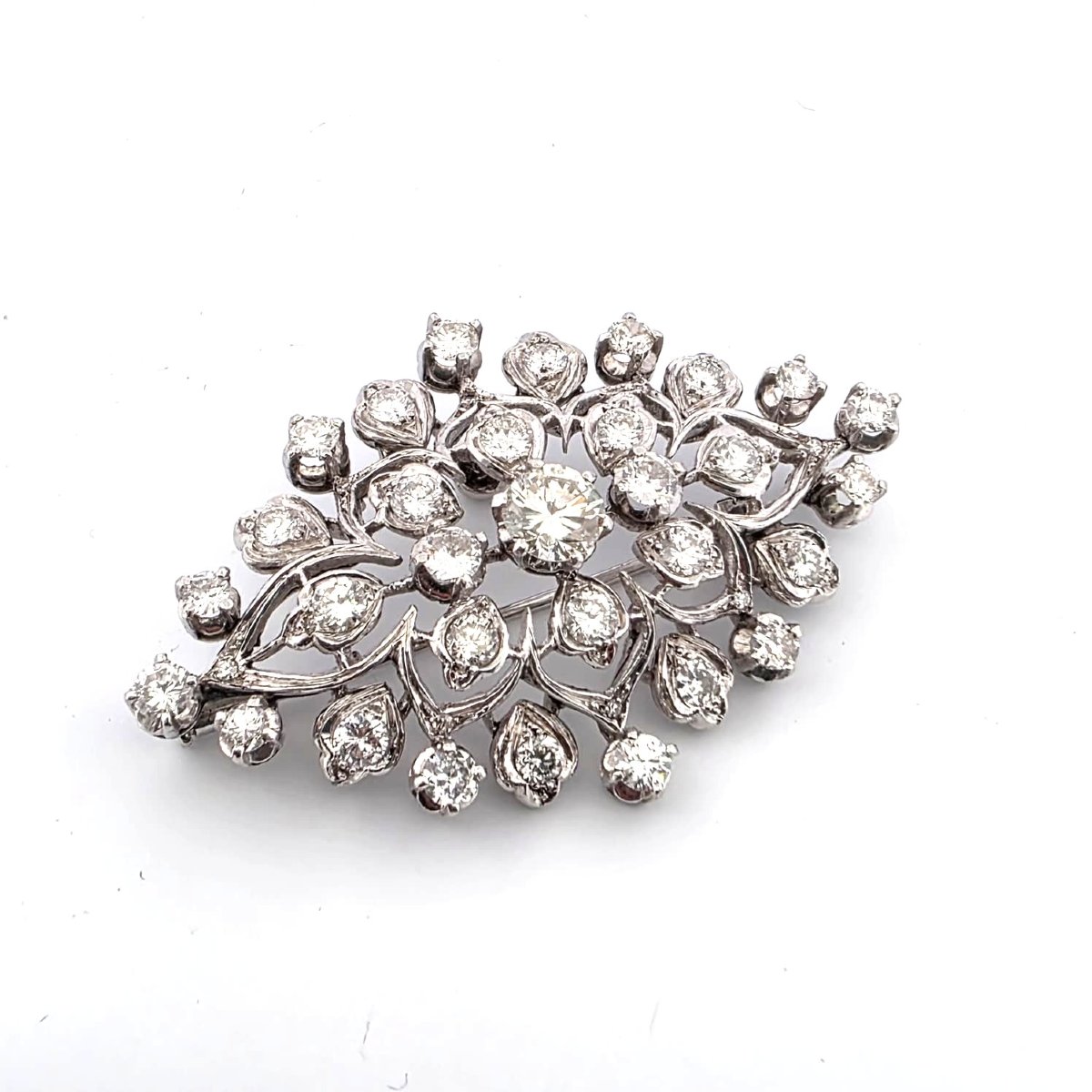 Broche en or blanc 18 kt avec diamants-photo-2