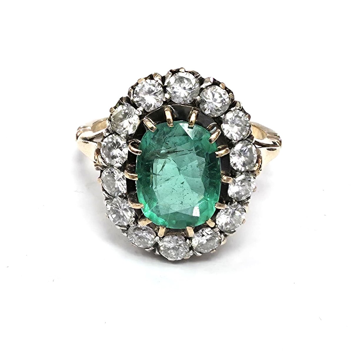 18-karat Yellow Gold Ring With Diamonds And An Emerald-photo-4