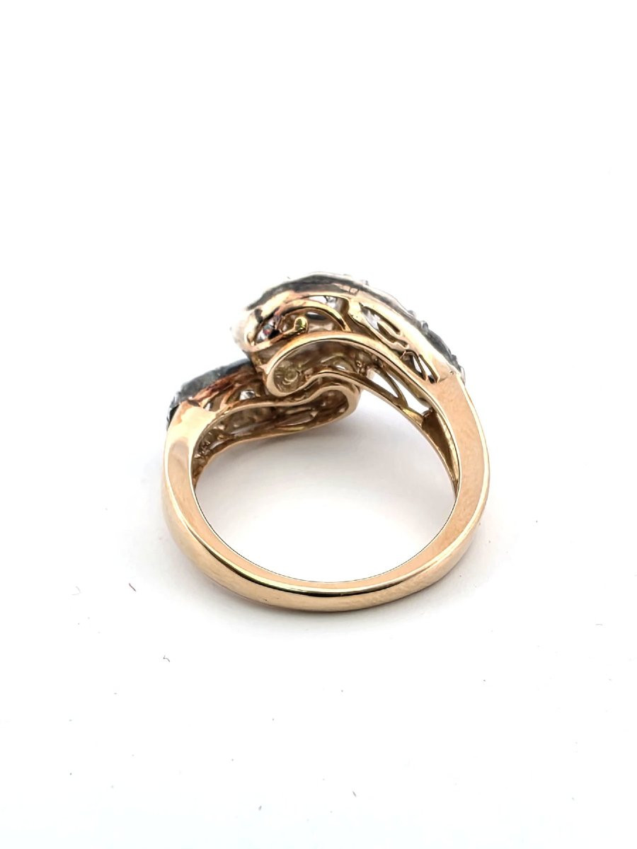 Low-profile Gold And Silver Ring With Old-cut Diamonds-photo-2