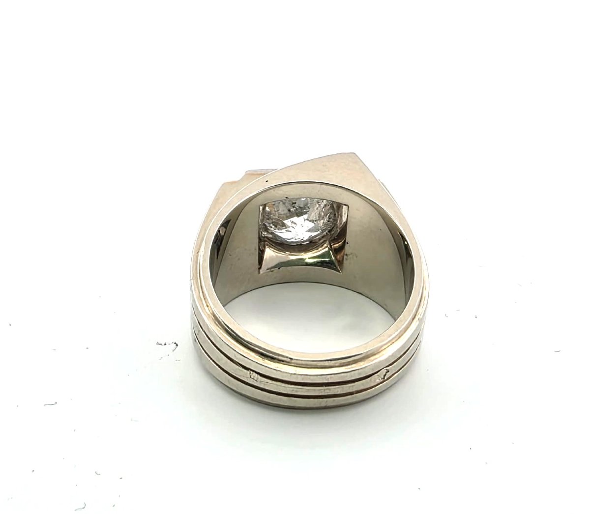 Bague en or jaune 18kt avec diamant central-photo-1