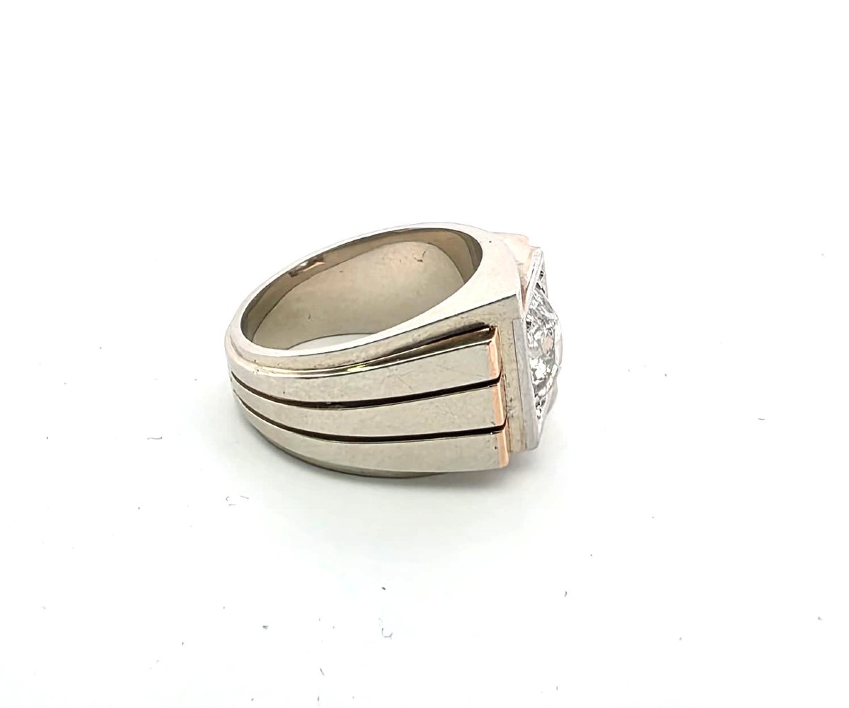 Bague en or jaune 18kt avec diamant central-photo-2