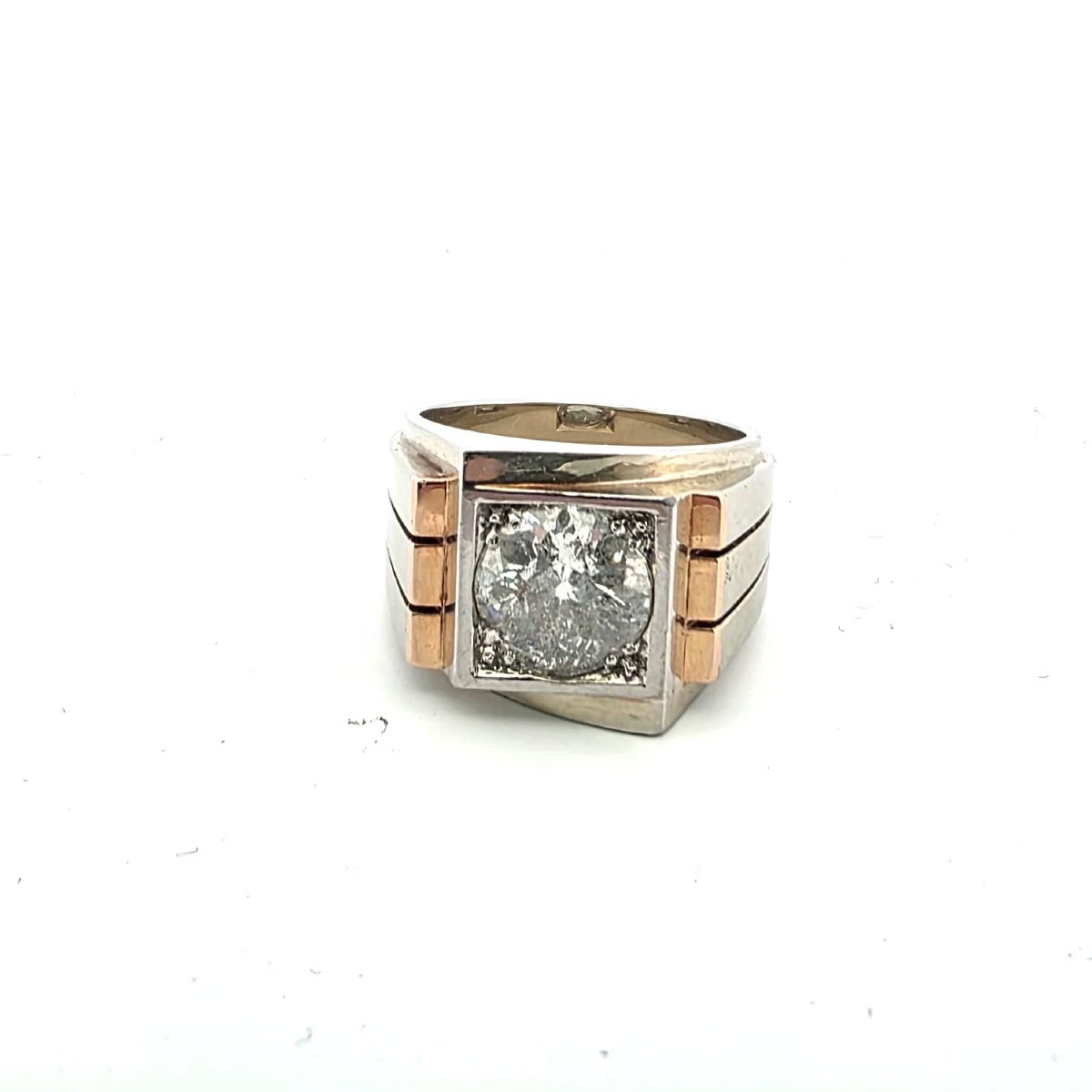 Bague en or jaune 18kt avec diamant central-photo-7