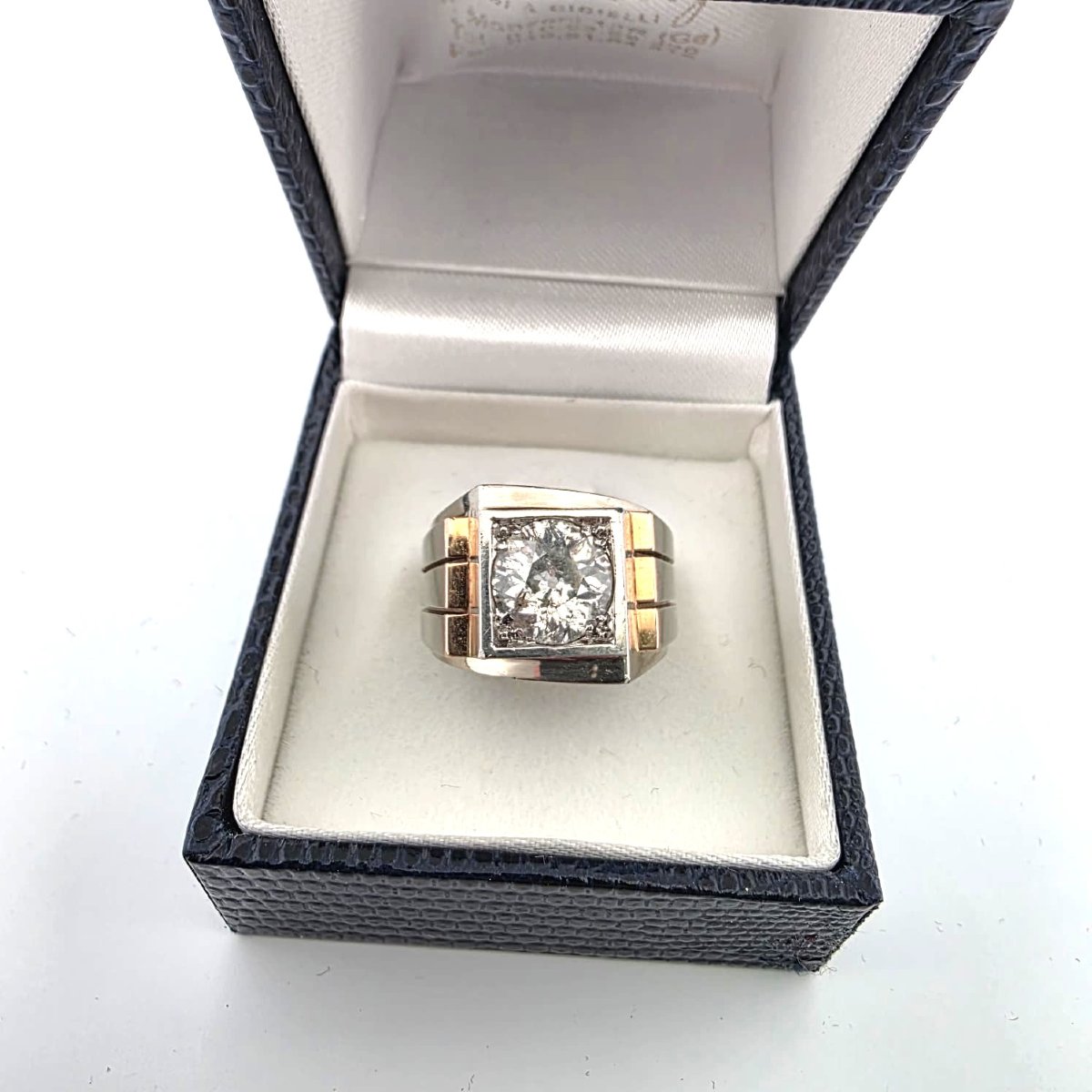 Bague en or jaune 18kt avec diamant central-photo-8