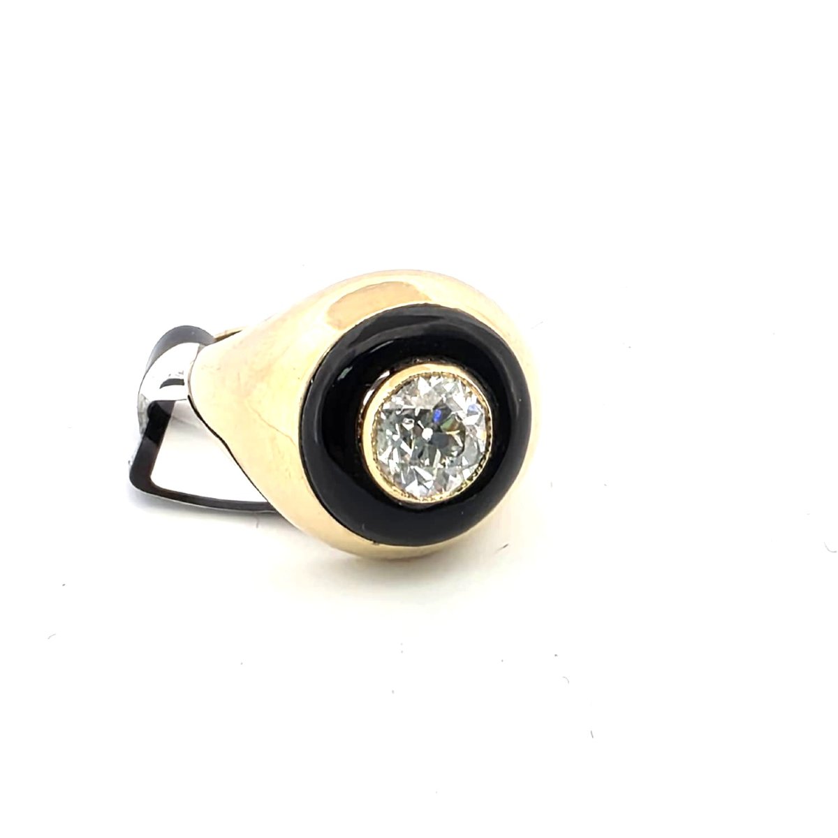 18-karat Yellow Gold Ring With A Diamond And Onyx-photo-2