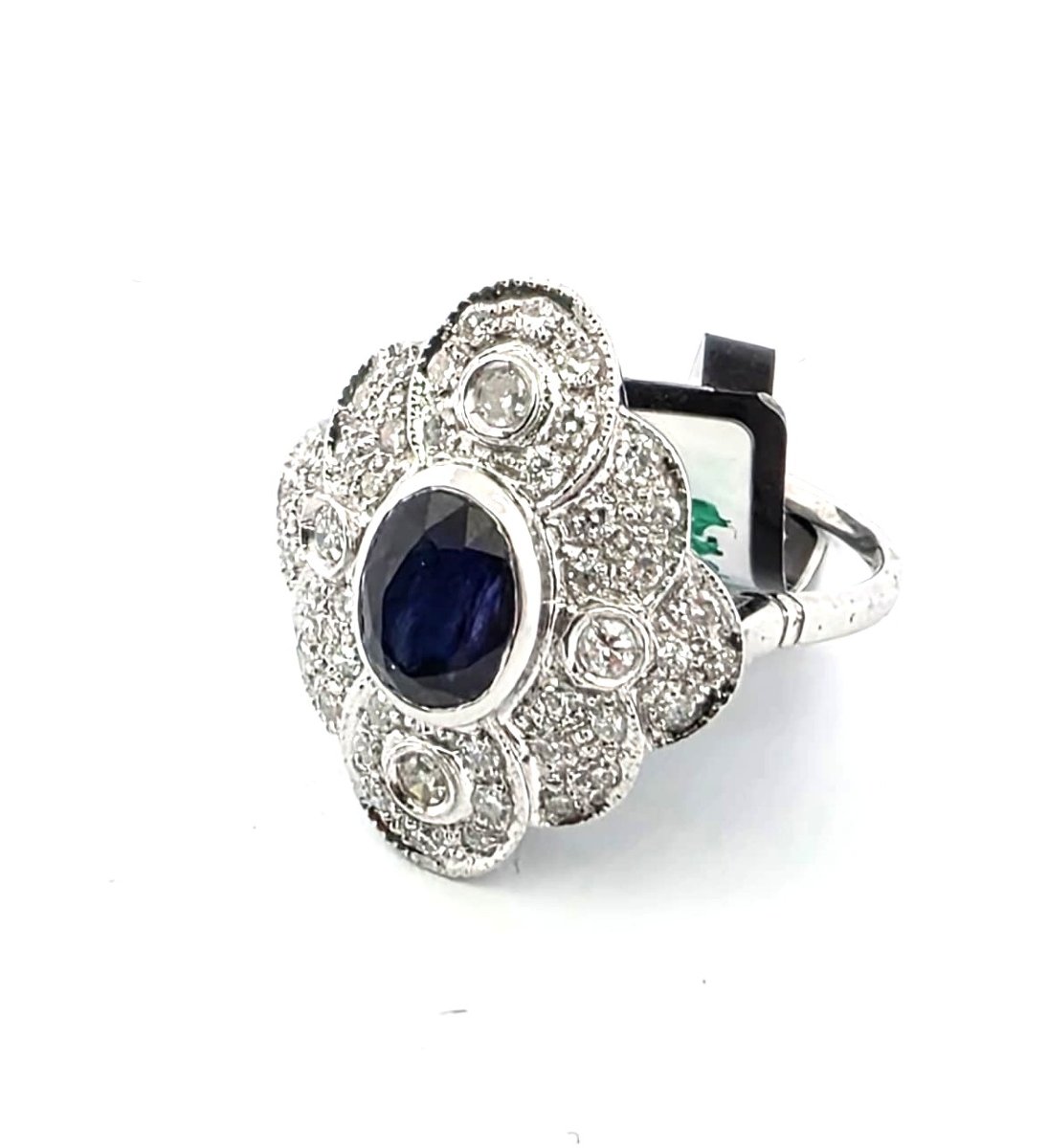 18-karat White Gold Ring With Sapphire And Diamonds-photo-7