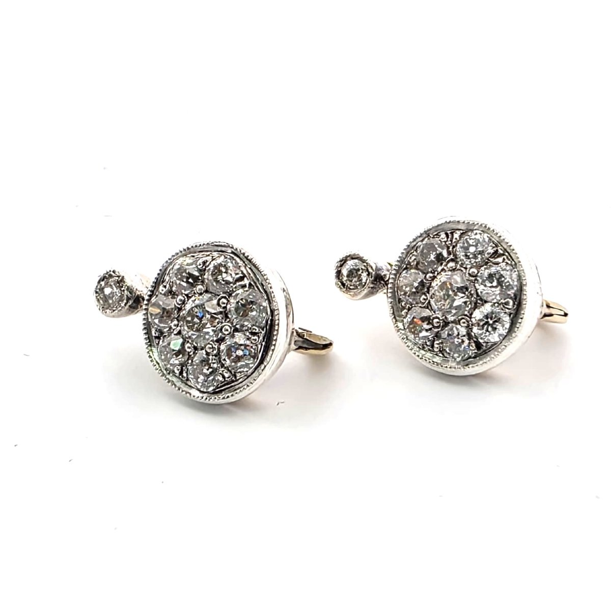 Boucles d’oreilles en or blanc et jaune 18kt avec diamants-photo-4
