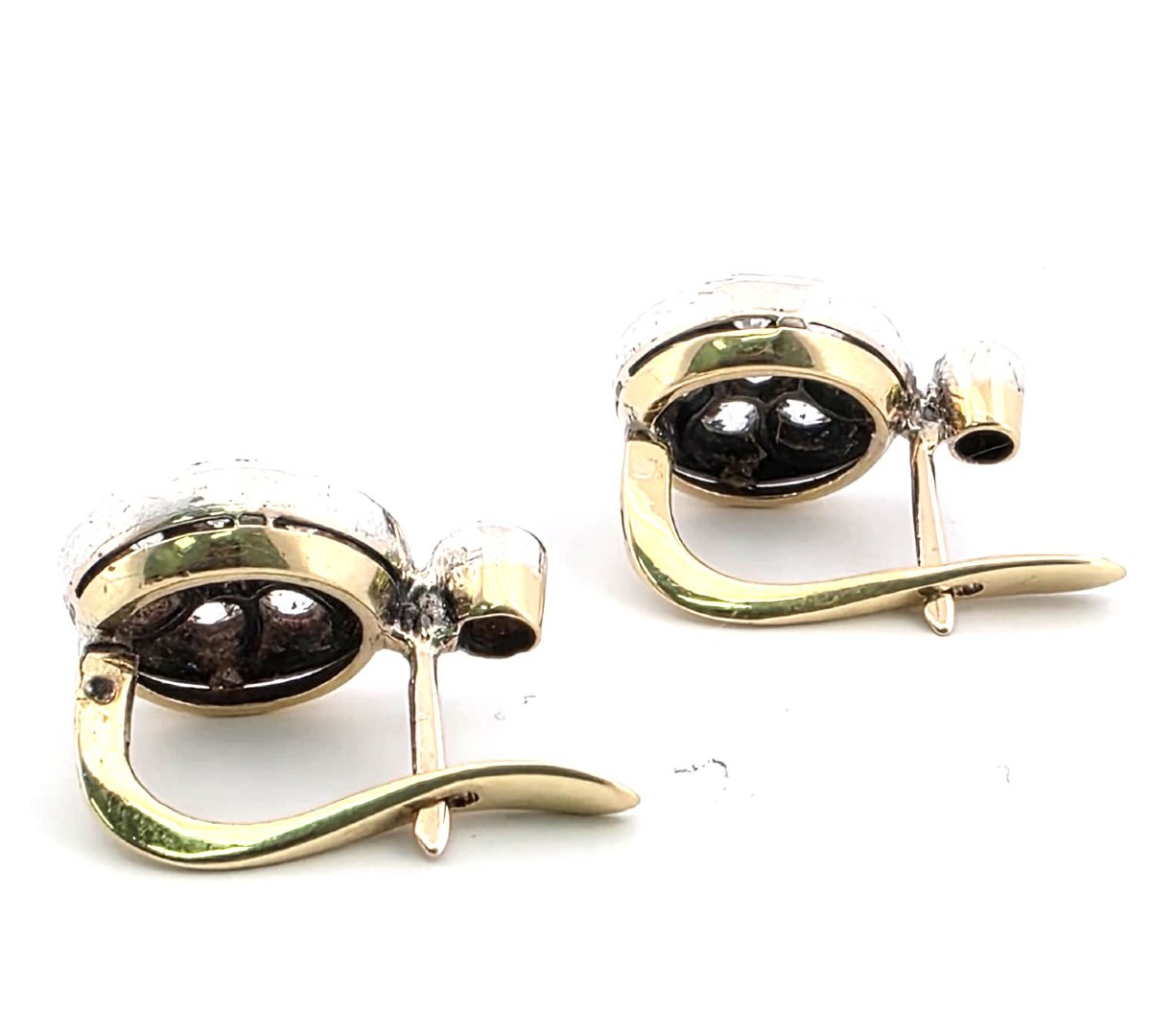 Boucles d’oreilles en or blanc et jaune 18kt avec diamants-photo-1