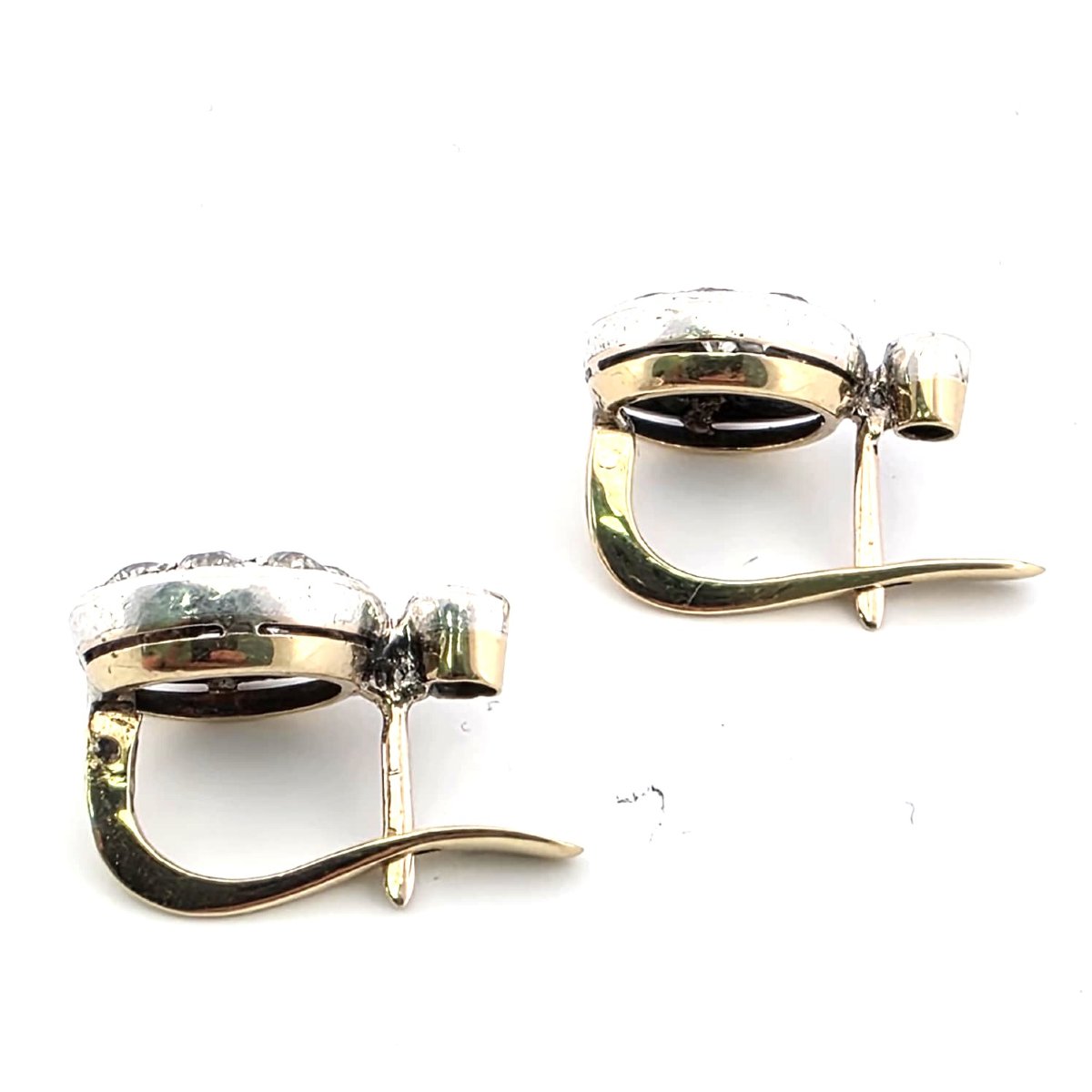 Boucles d’oreilles en or blanc et jaune 18kt avec diamants-photo-3