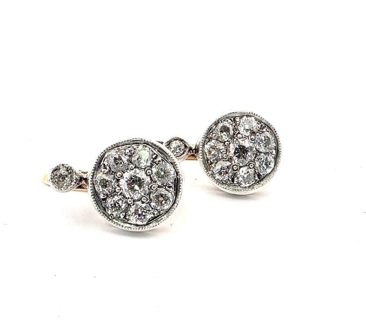 Boucles d’oreilles en or blanc et jaune 18kt avec diamants-photo-6
