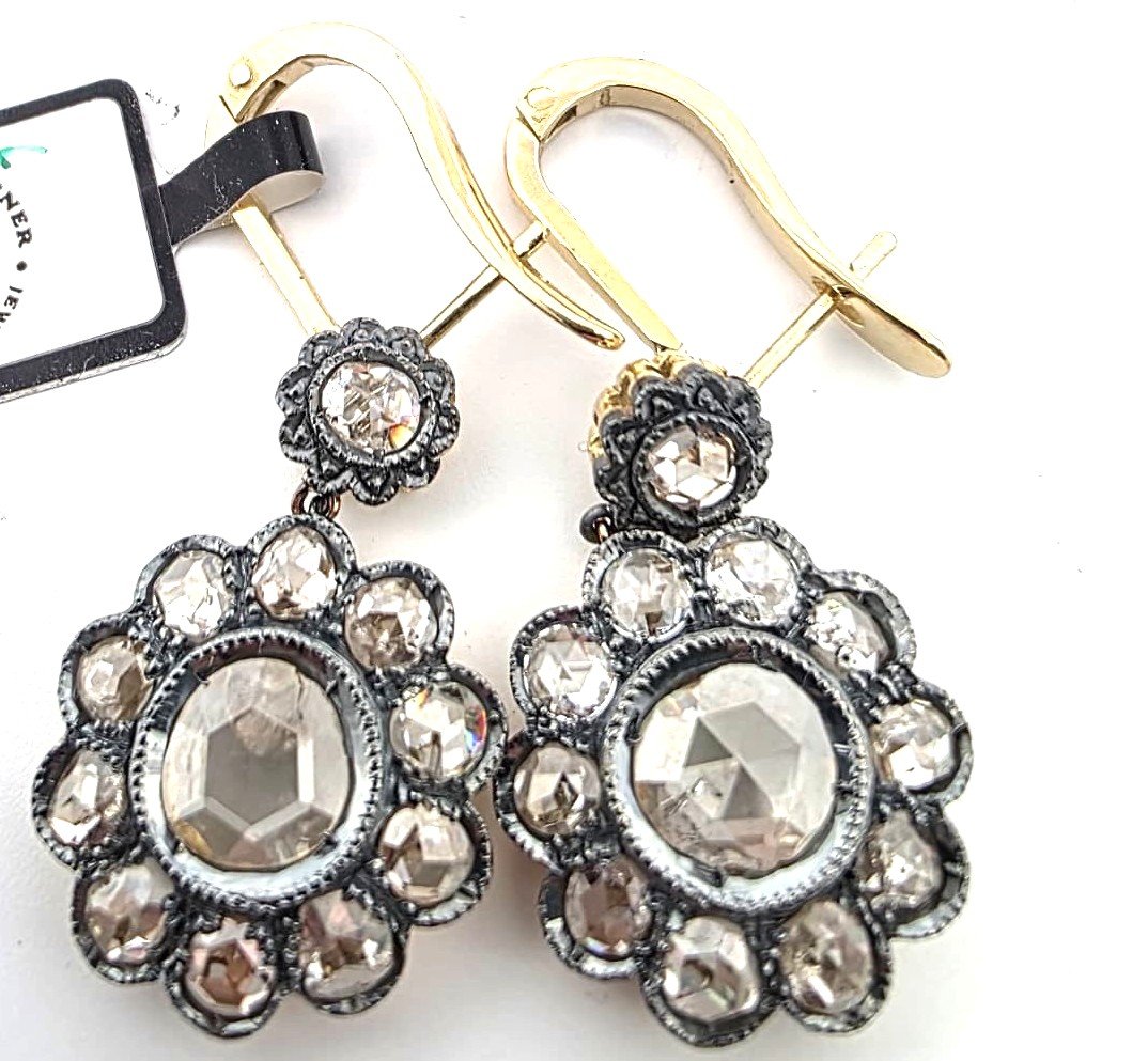 18-karat Yellow Gold Earrings With Coroné-set Pink Diamonds-photo-4