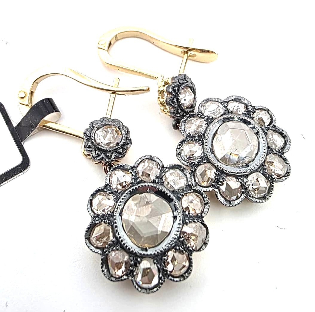 18-karat Yellow Gold Earrings With Coroné-set Pink Diamonds-photo-1
