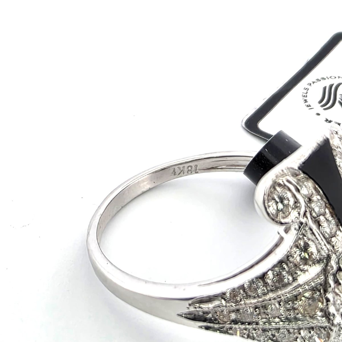 Bague en or blanc 18kt avec diamants et onyx-photo-4