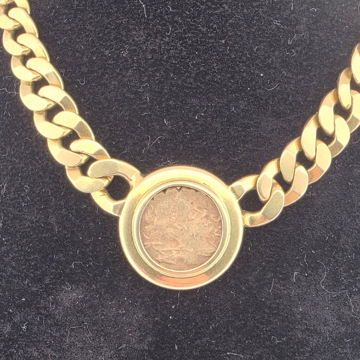 Collier en or jaune 18kt avec une ancienne pièce romaine-photo-5