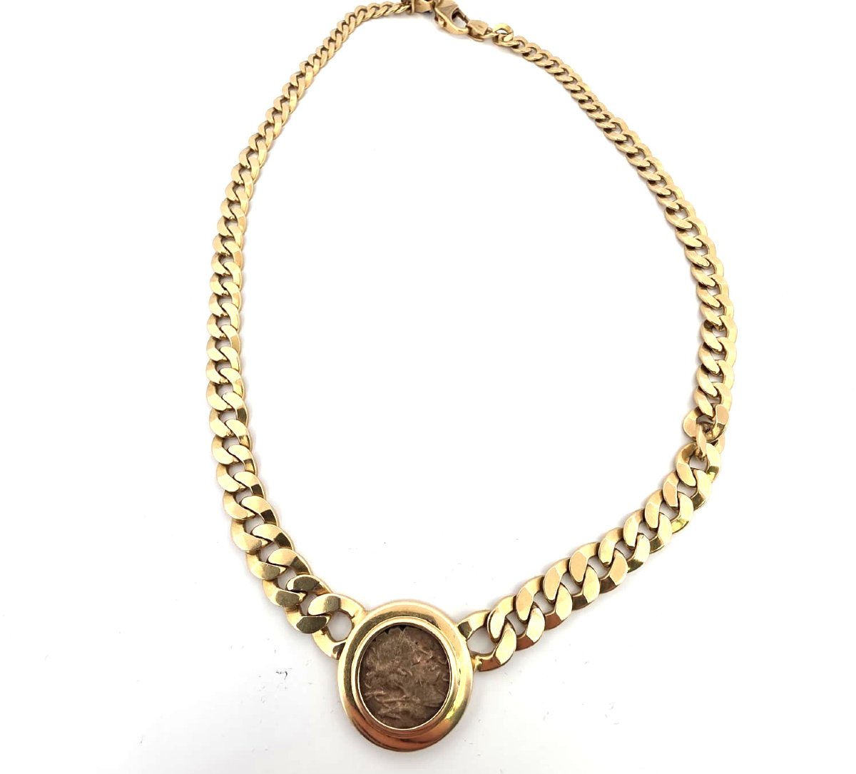 Collier en or jaune 18kt avec une ancienne pièce romaine-photo-7