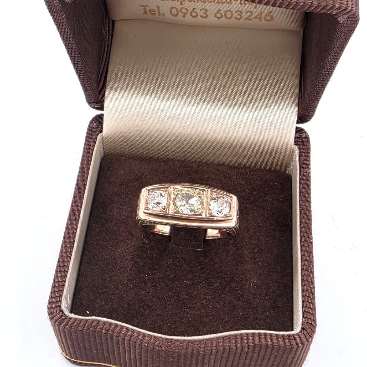 Bague en or rose 14kt avec diamants