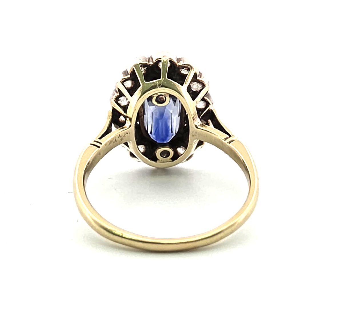 Edwardian-era Ring In 18-karat Gold And Silver With A Sapphire And Diamonds-photo-1
