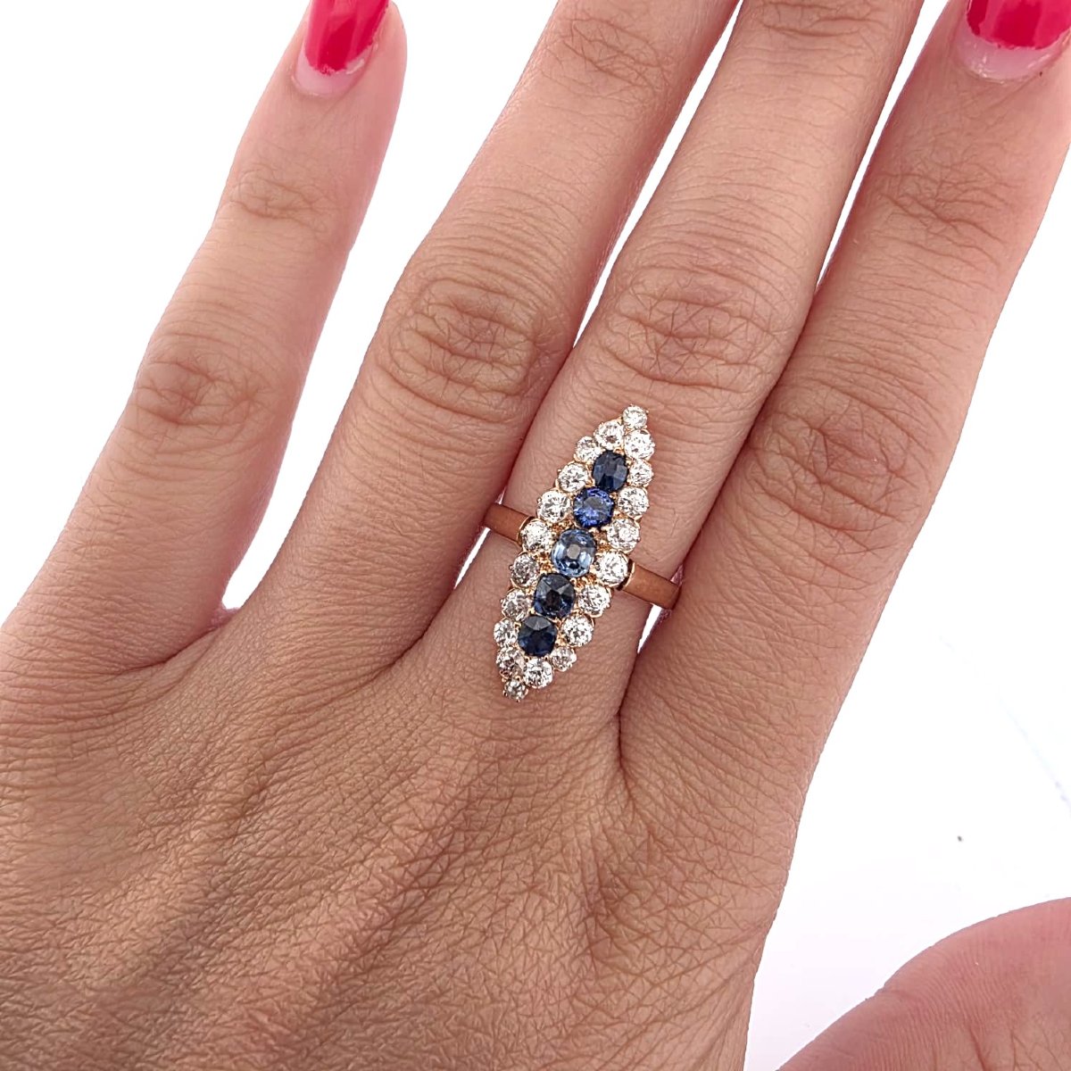 18-karat Yellow Gold Victorian Ring With Diamonds And Sapphires-photo-2