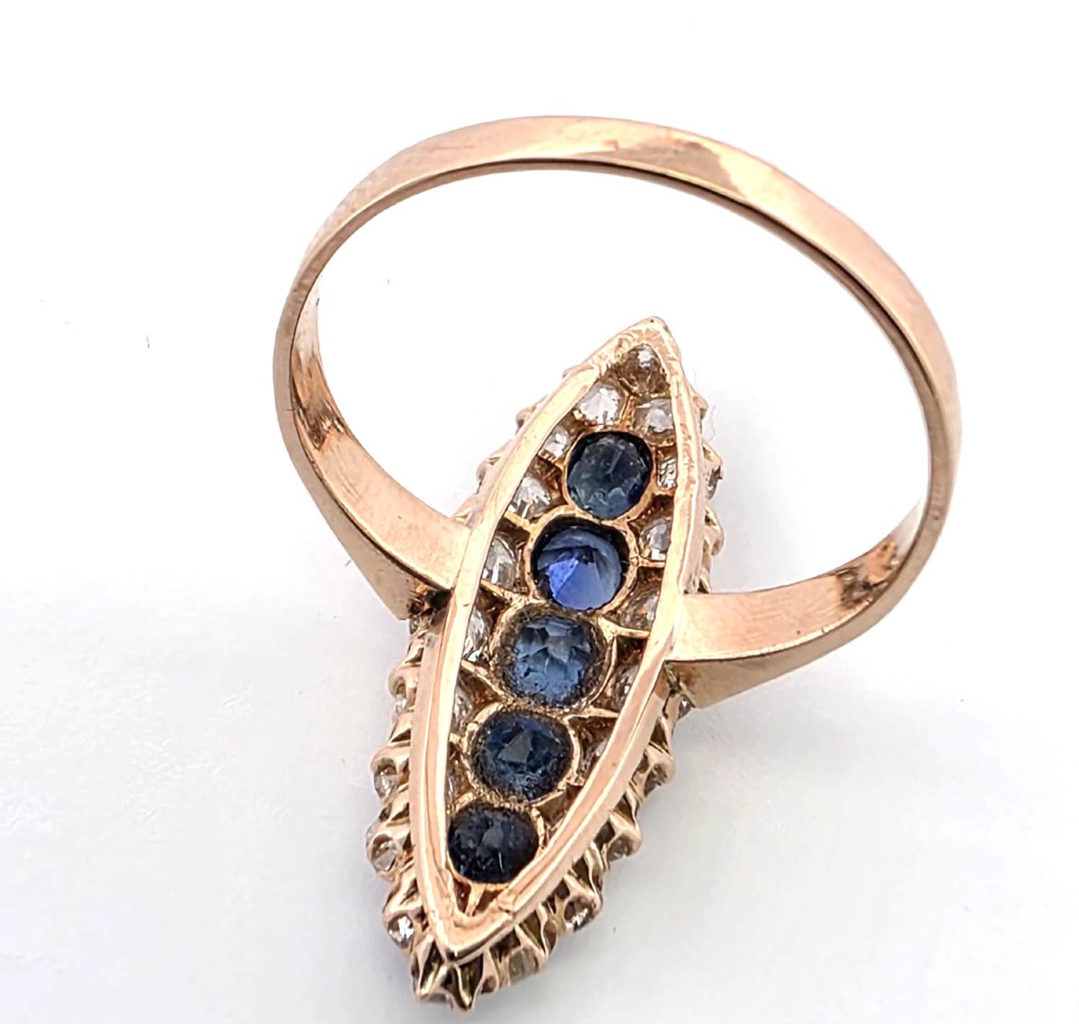 18-karat Yellow Gold Victorian Ring With Diamonds And Sapphires-photo-4