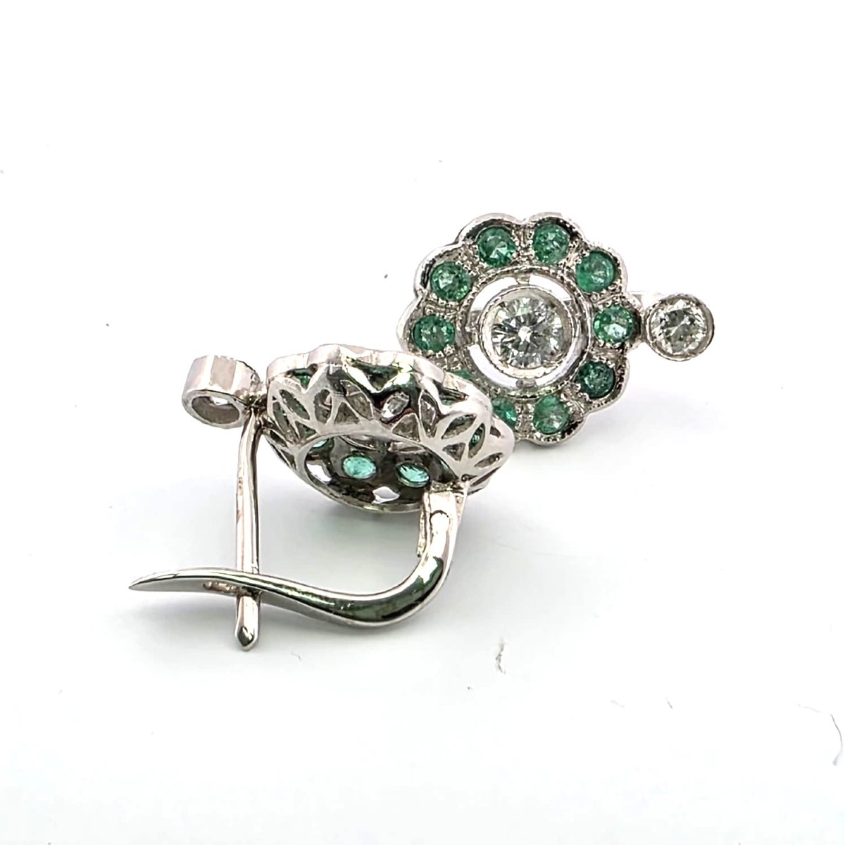 Platinum Earrings With Emeralds And Diamonds-photo-1