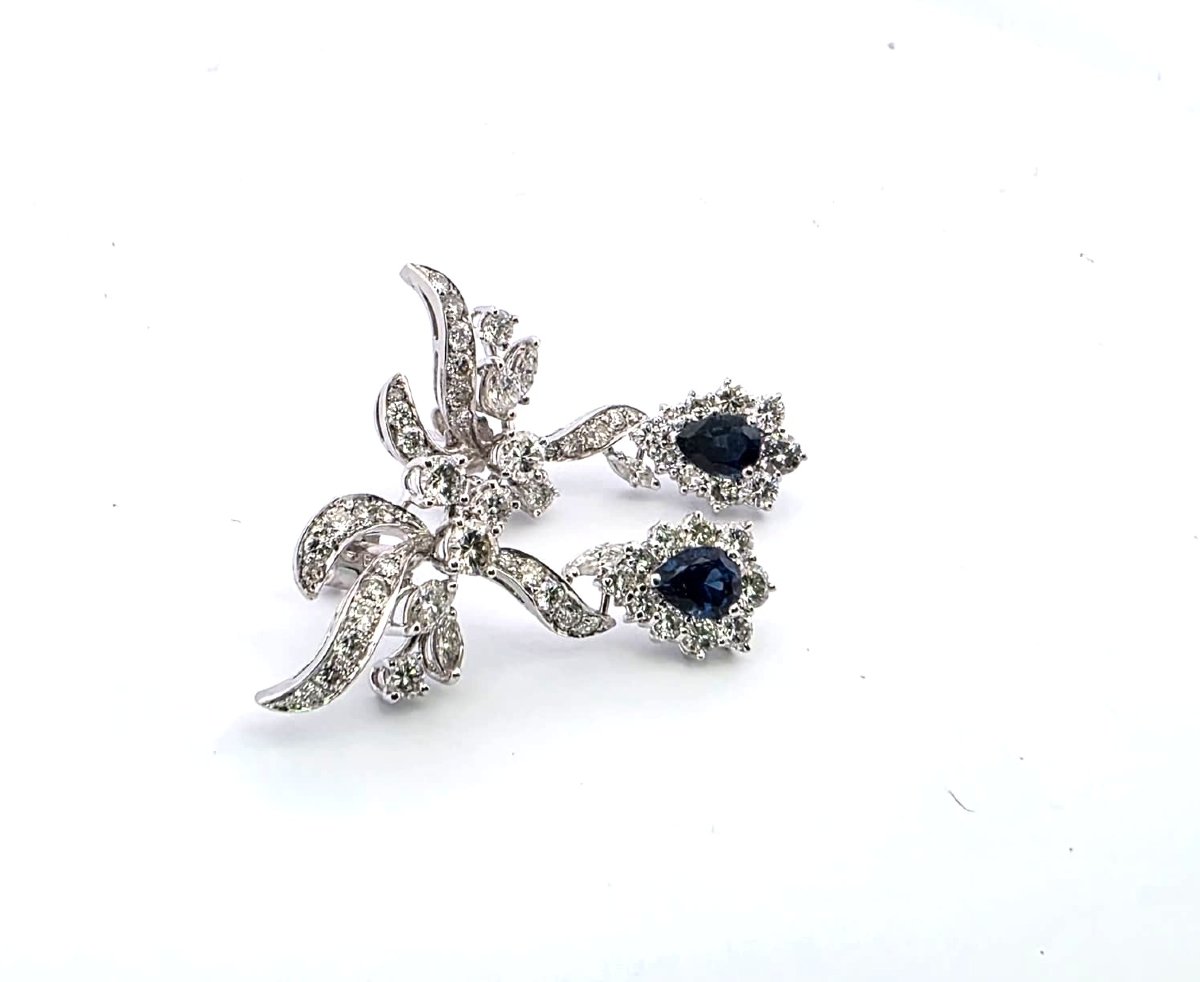 18-karat White Gold Earrings With Diamonds And Sapphires-photo-2