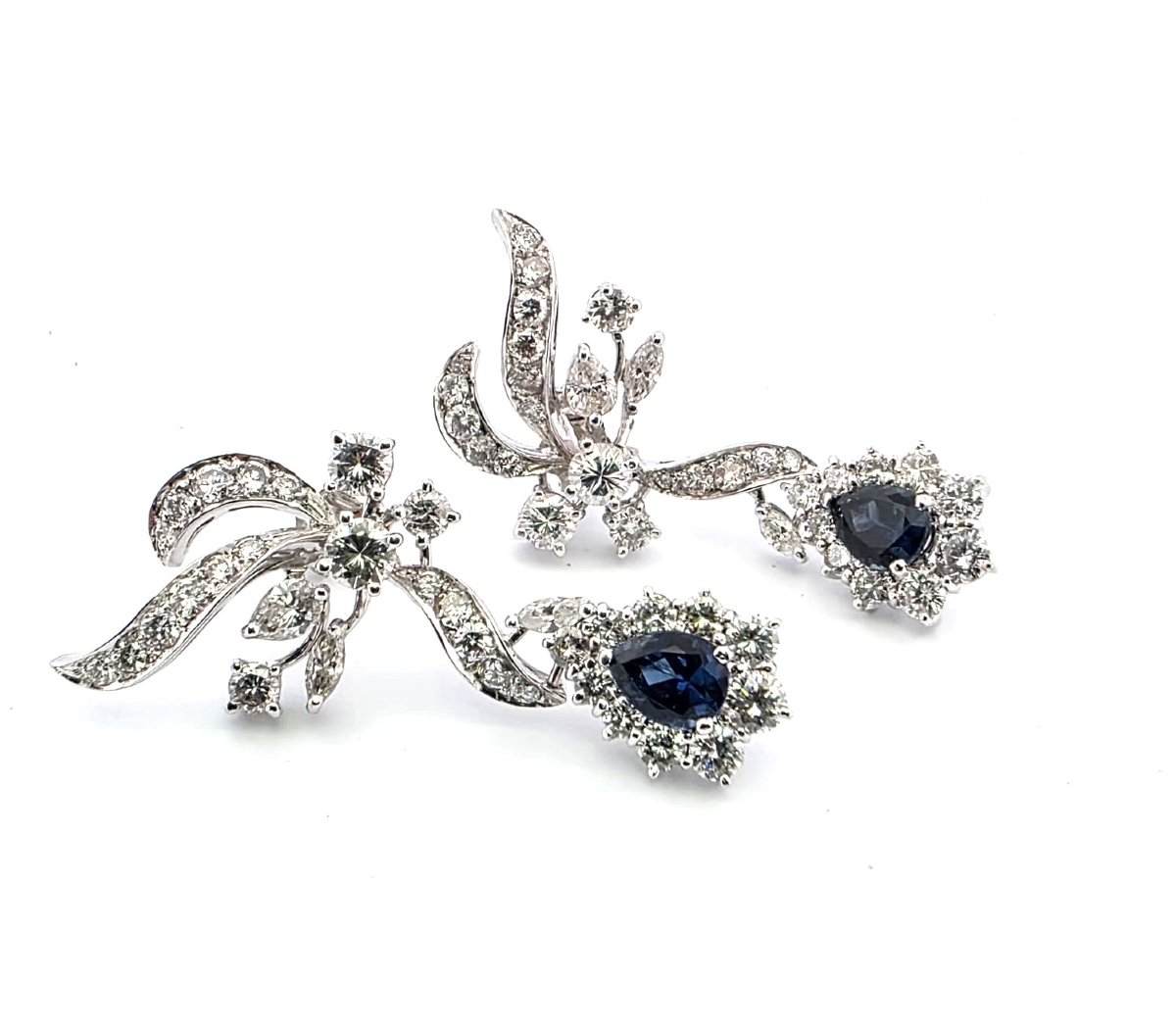 18-karat White Gold Earrings With Diamonds And Sapphires-photo-1