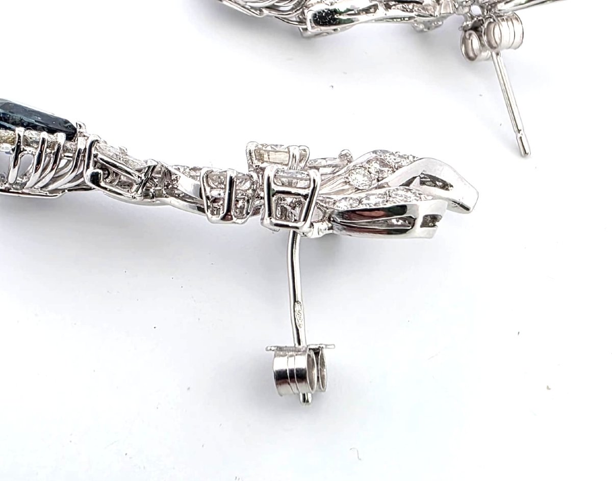 18-karat White Gold Earrings With Diamonds And Sapphires-photo-2