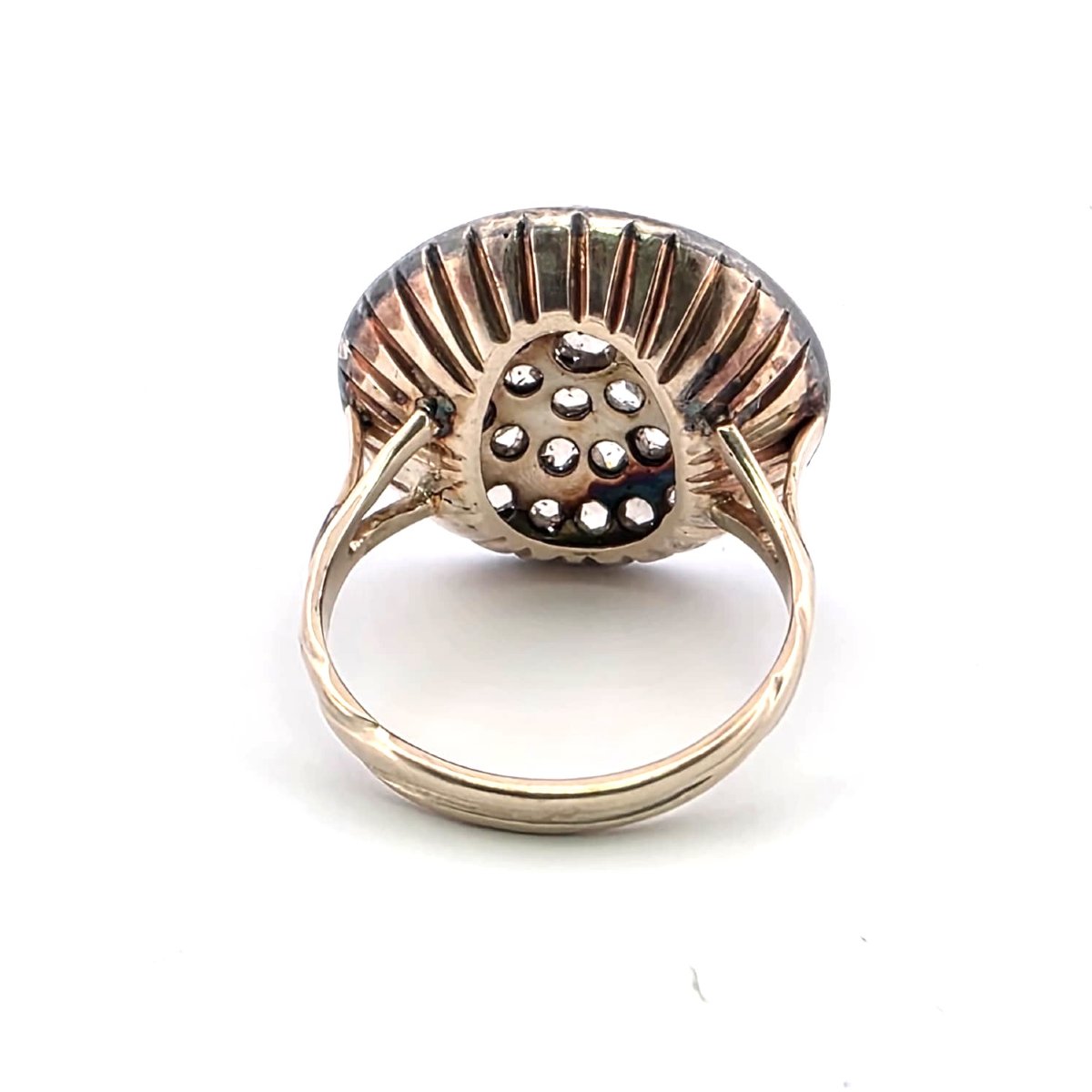 Low-profile Yellow Gold And Silver Ring With Coroné-set Pink Diamonds-photo-4