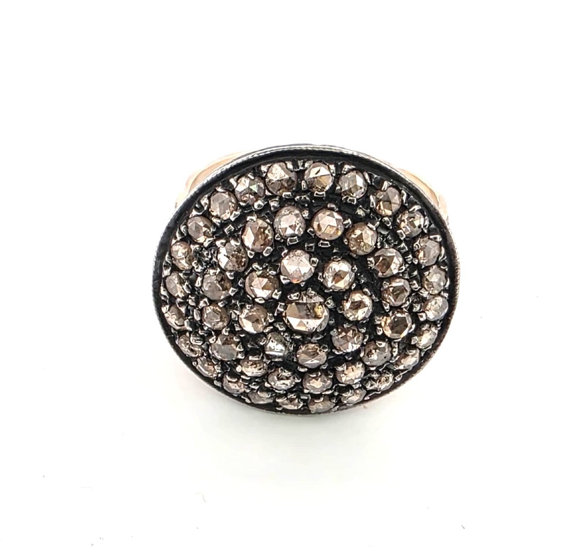 Low-profile Yellow Gold And Silver Ring With Coroné-set Pink Diamonds-photo-1