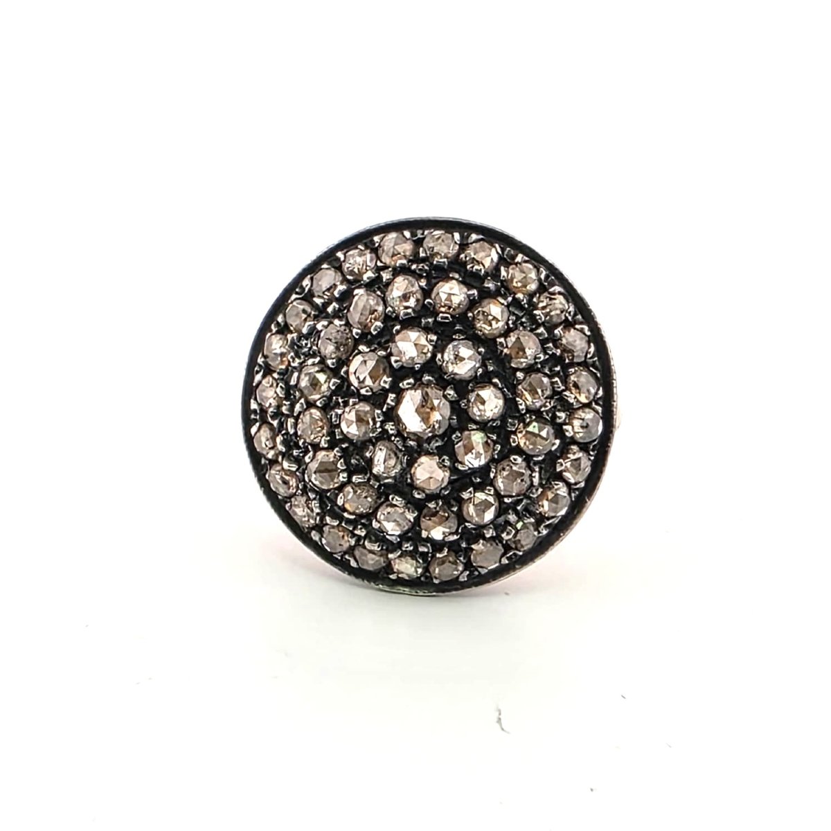 Low-profile Yellow Gold And Silver Ring With Coroné-set Pink Diamonds-photo-4