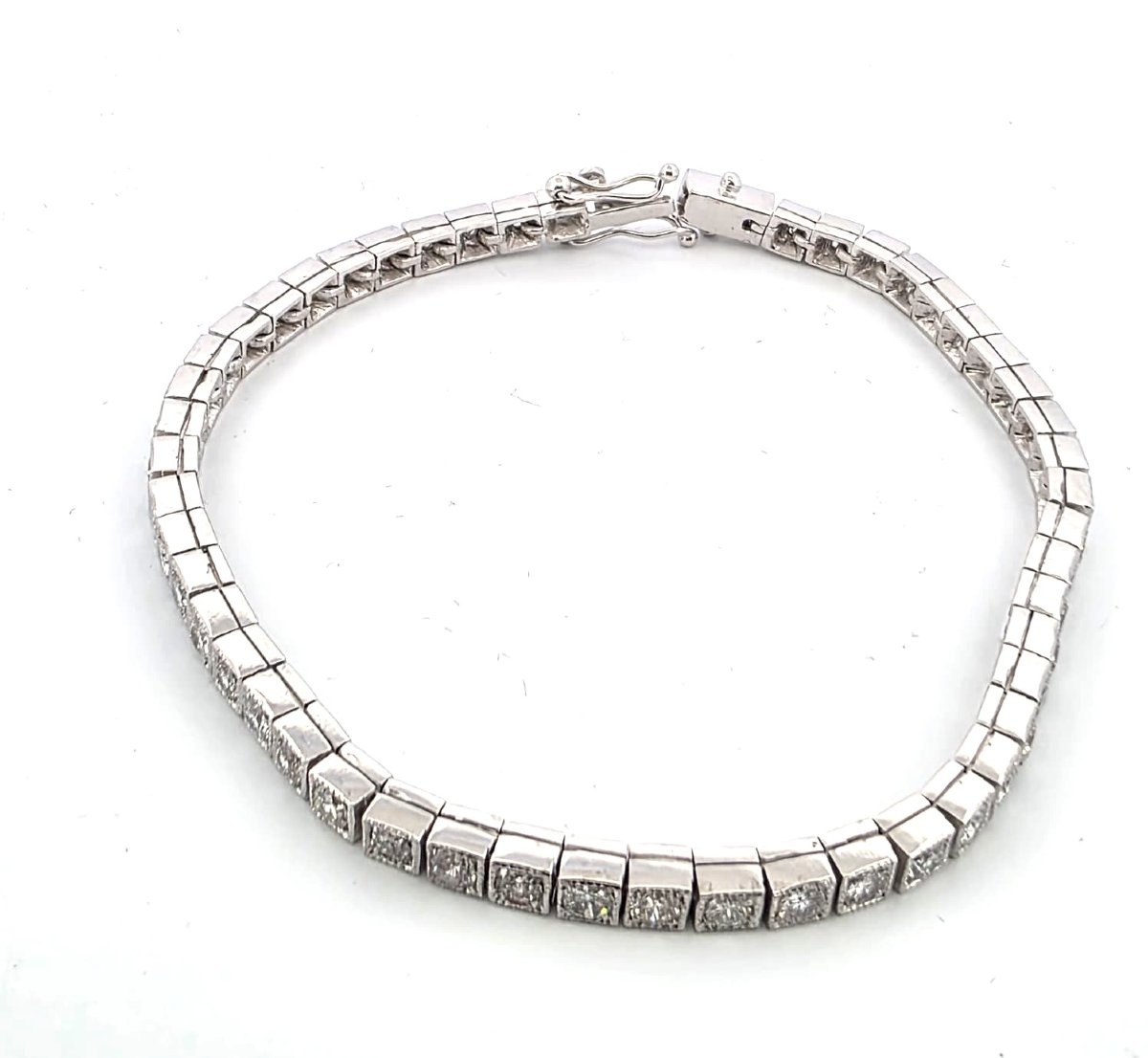 Platinum Tennis Bracelet With Diamonds-photo-5
